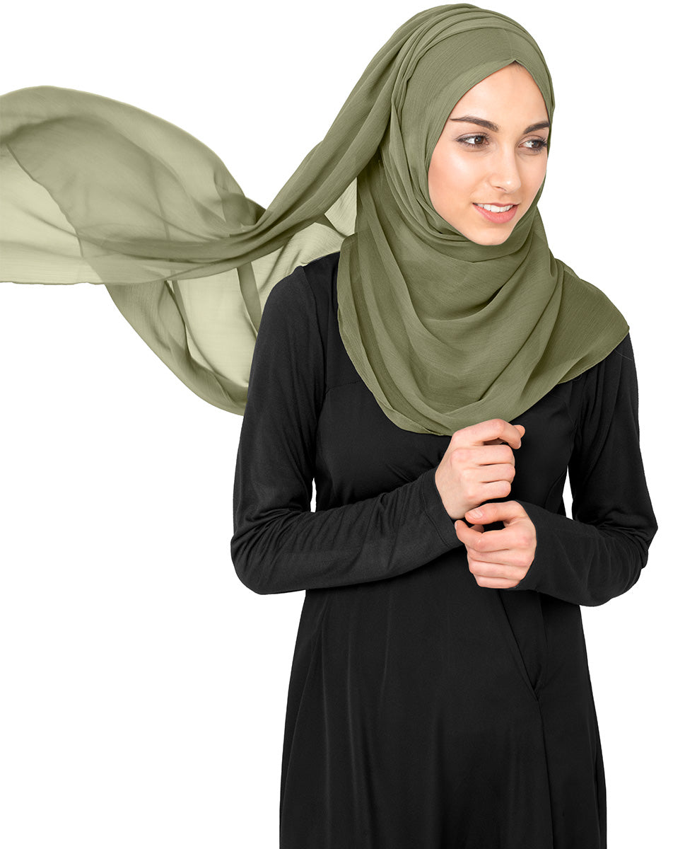 Olive Drab Chiffon Hijab