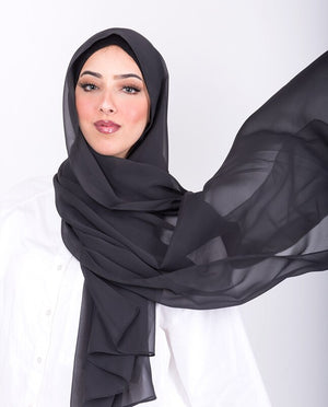 Dark Grey Georgette Scarf Hijab