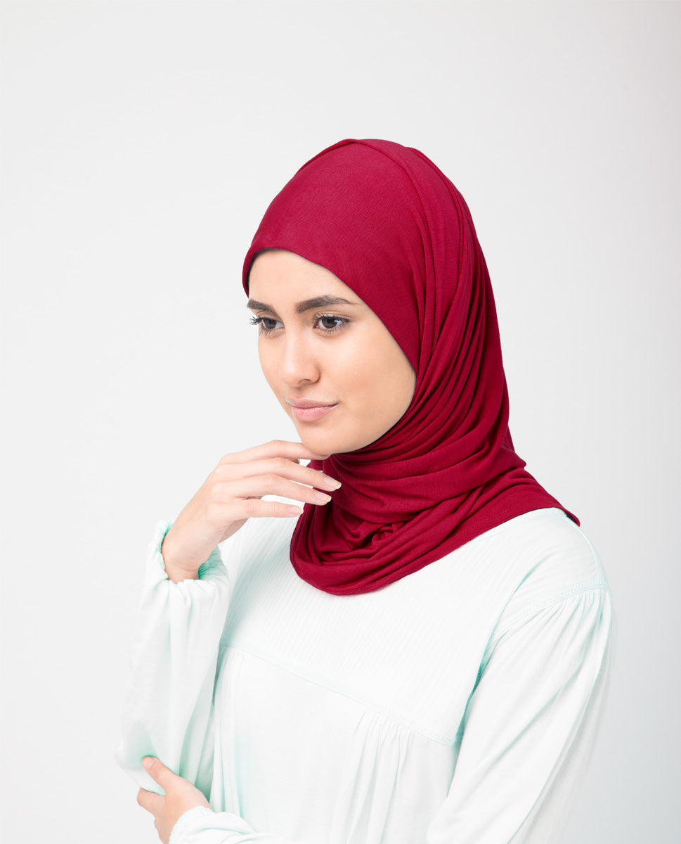 Crimson Red Jersey Hijab