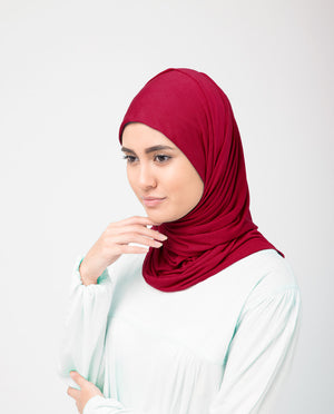 Crimson Red Jersey Hijab