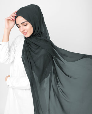 Charcoal Gray Chiffon Hijab