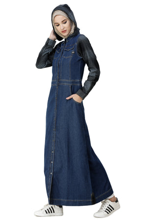 Denim & Brushed Checks Jilbab Abaya