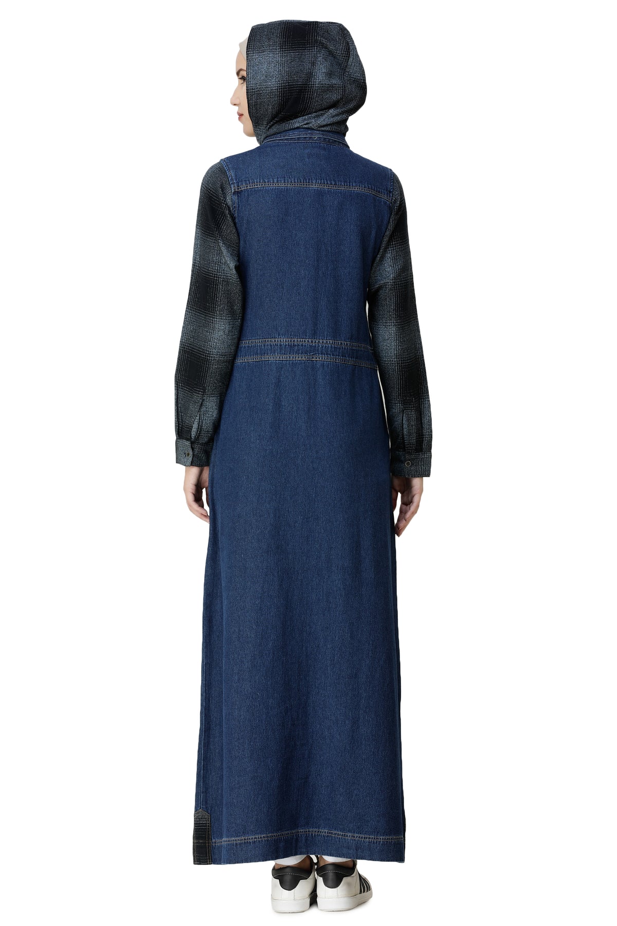 Denim & Brushed Checks Jilbab Abaya