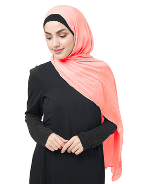 Coral Pink Pineneedle Cotton Voile Scarf Hijab