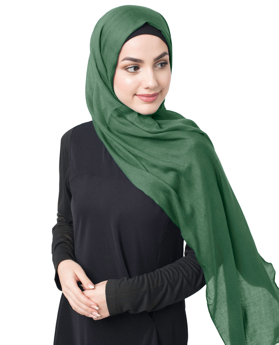 Pineneedle Green Cotton Voile Scarf Hijab