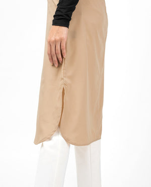 Beige Sleeveless Slip Shirt Dress