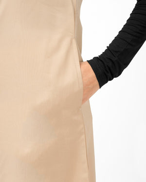 Beige Sleeveless Slip Shirt Dress