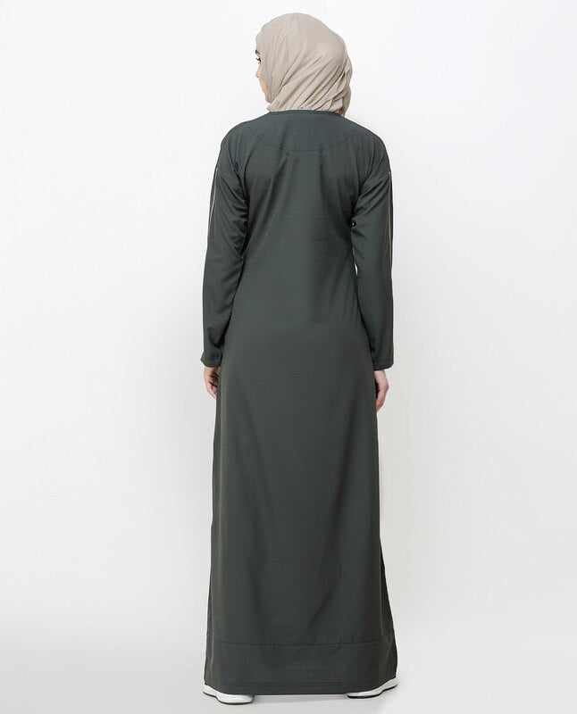Beluga Grey Dropped Shoulder Jilbab Abaya