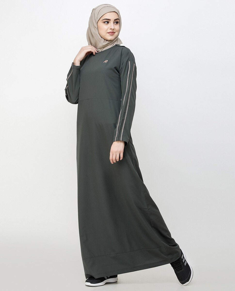Beluga Grey Dropped Shoulder Jilbab Abaya