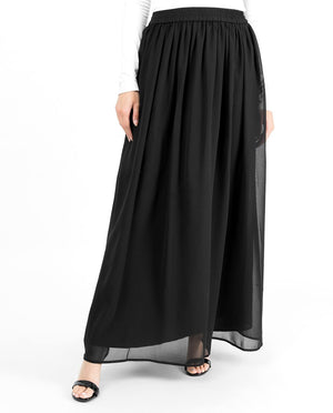 Black Flared Lined Skirt