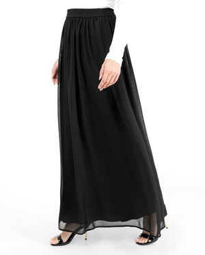 Black Flared Lined Skirt