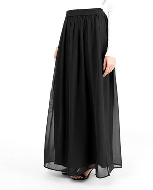 Black Flared Lined Skirt