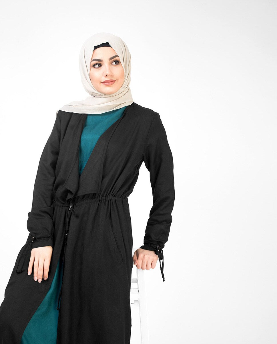 Black Full Length Waterfall Outerwear #