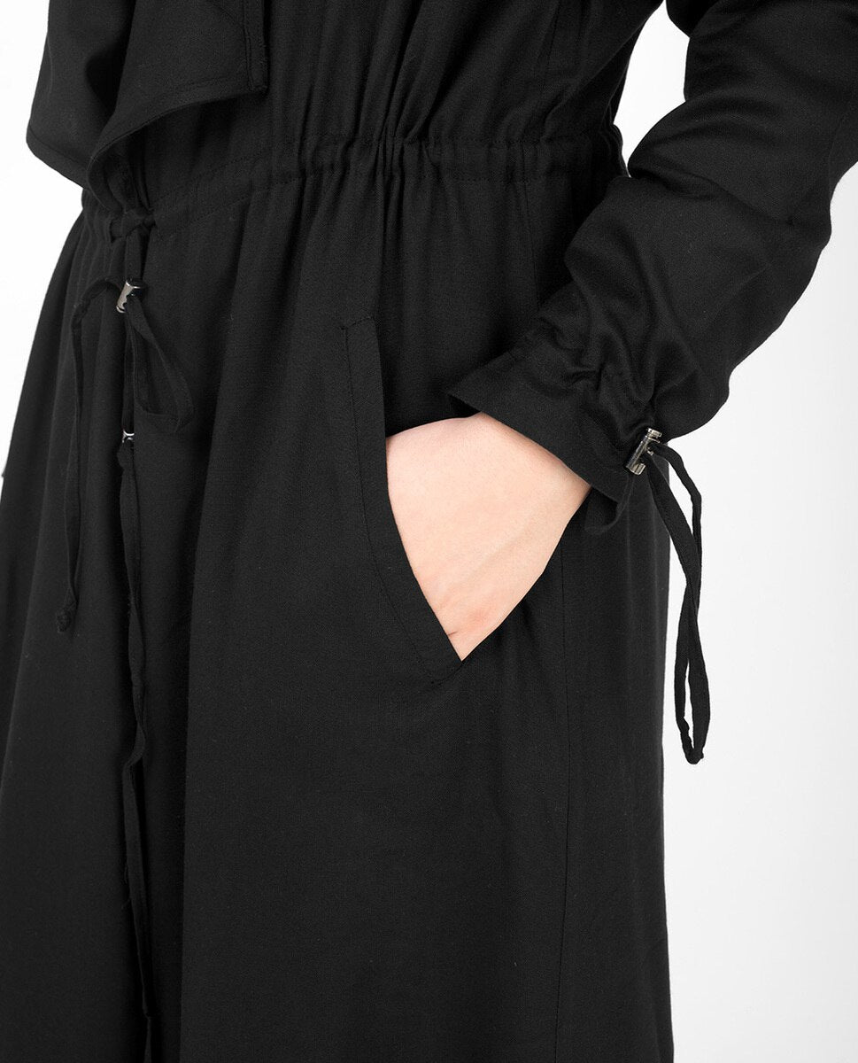 Black Full Length Waterfall Outerwear #