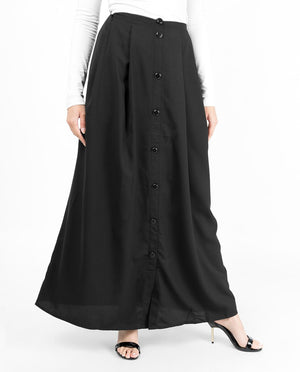 Black Mock Button Skirt