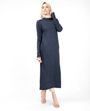 Blue High Neck Long Top