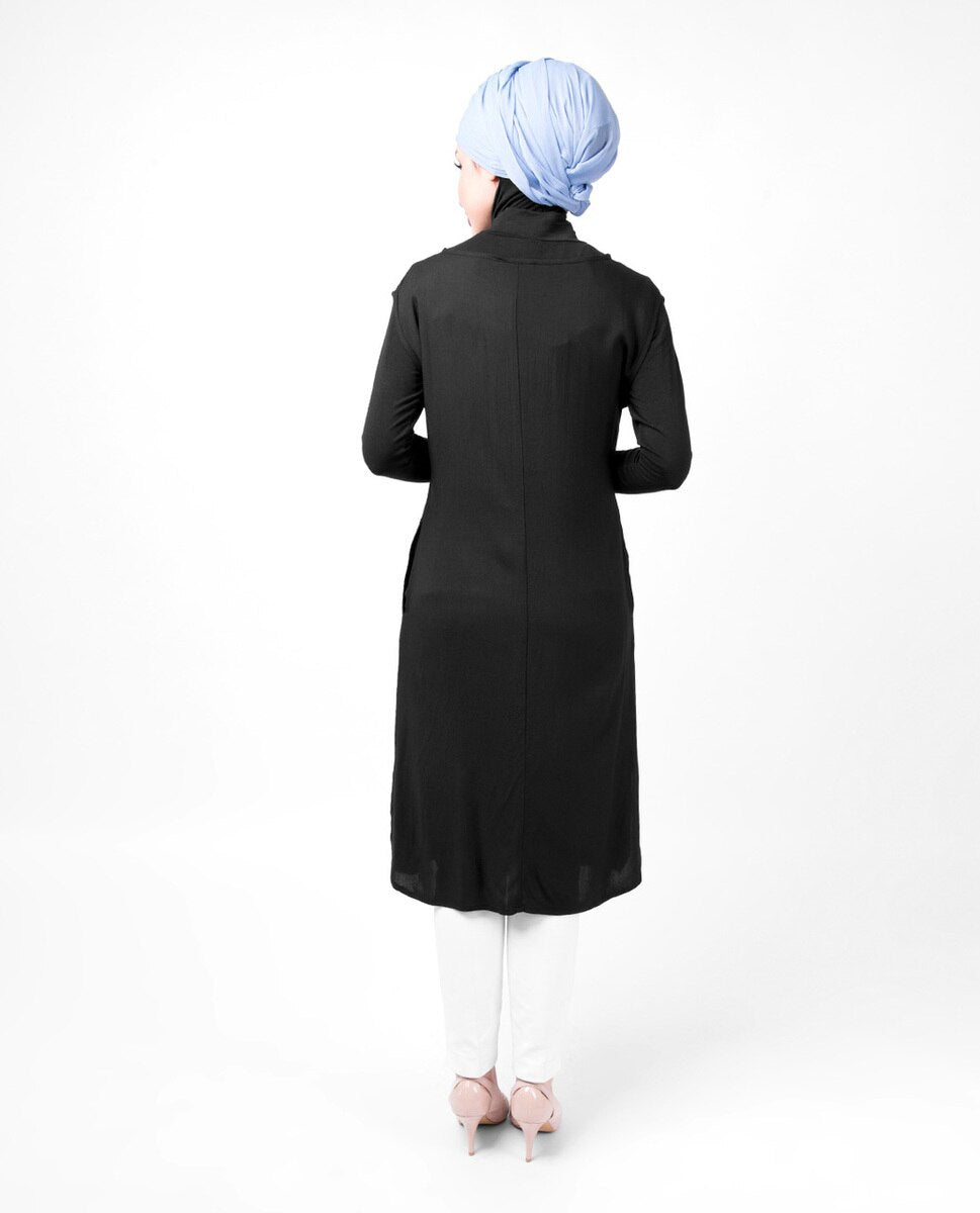 Boat Neck Black Sleeveless Slip Shirt Dress