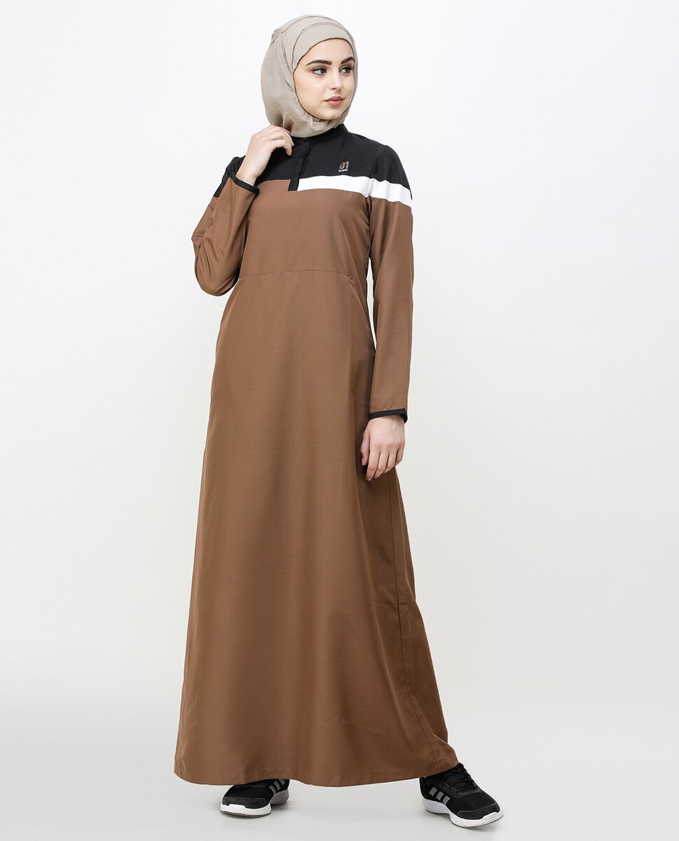 Brown Patina Kangaroo Pocket Jilbab Abaya