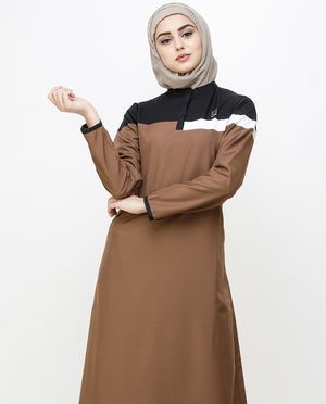 Brown Patina Kangaroo Pocket Jilbab Abaya