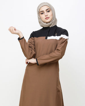 Brown Patina Kangaroo Pocket Jilbab Abaya