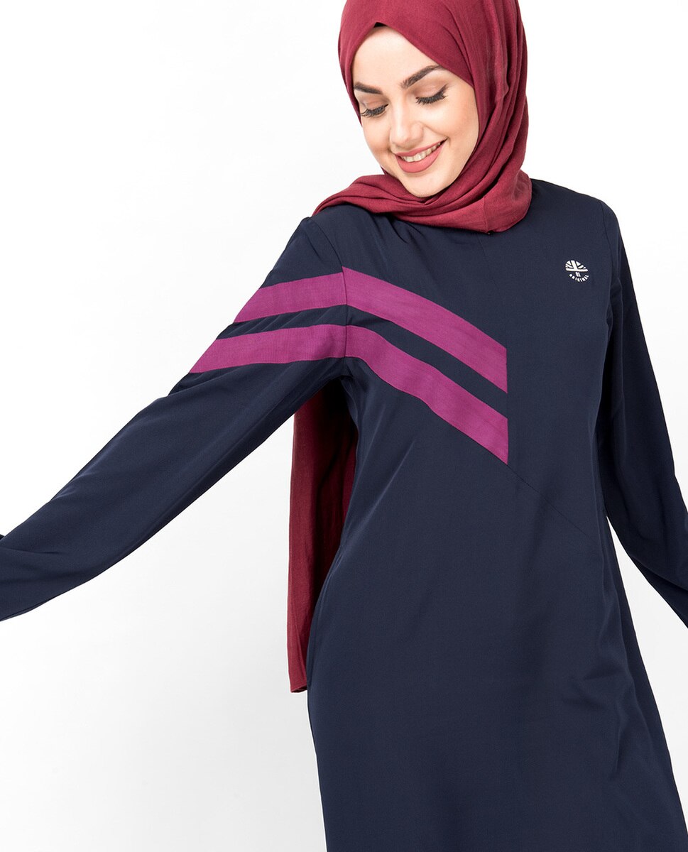 Double Stripe Navy Casual Abaya Jilbab