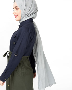 Flared Contrast Skirt Look Abaya Jilbab