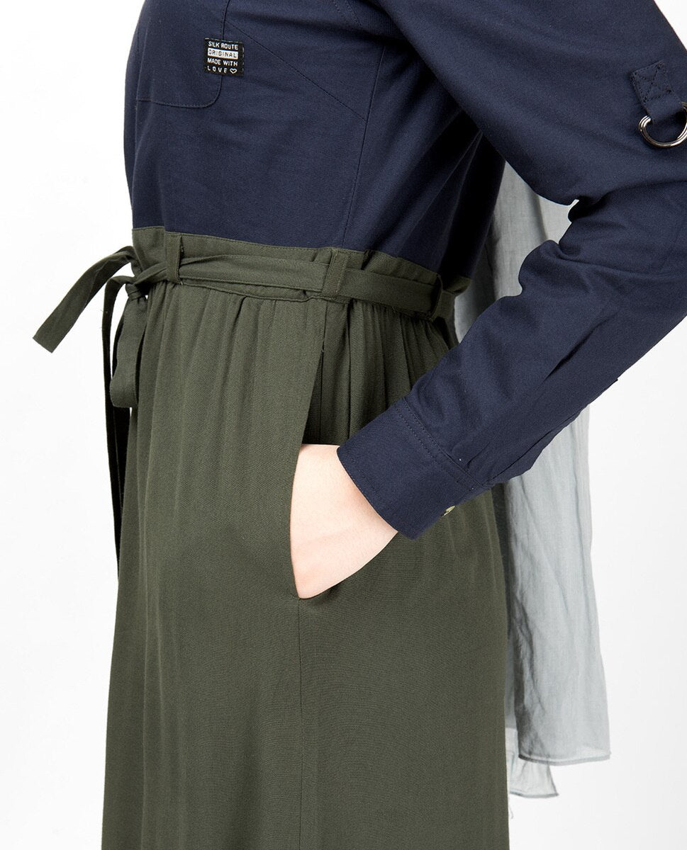 Flared Contrast Skirt Look Abaya Jilbab