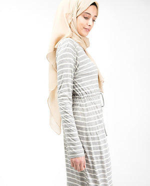 Grey Striped Maxi Dress