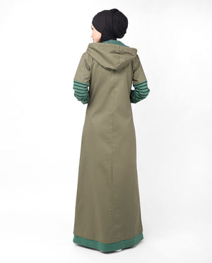 Khaki Casual Hooded Abaya Jilbab