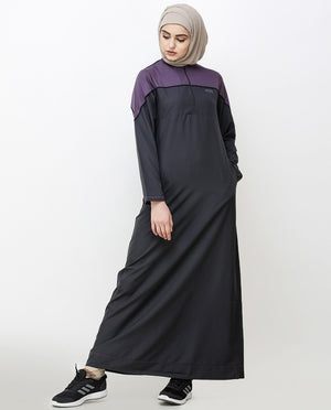 Magnet Grey Front Mid Zipper Jilbab Abaya