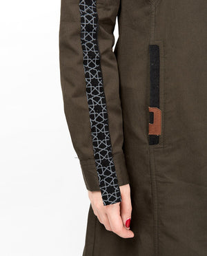 Military Green Geo Print Abaya Jilbab
