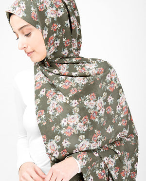 Natural Olive Floral Hijab