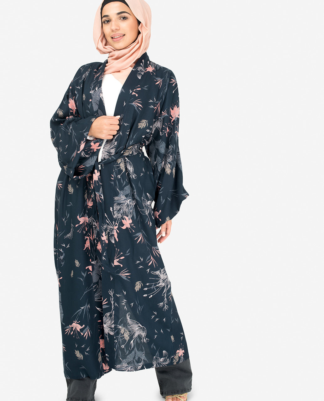 Navy Floral Kimono #