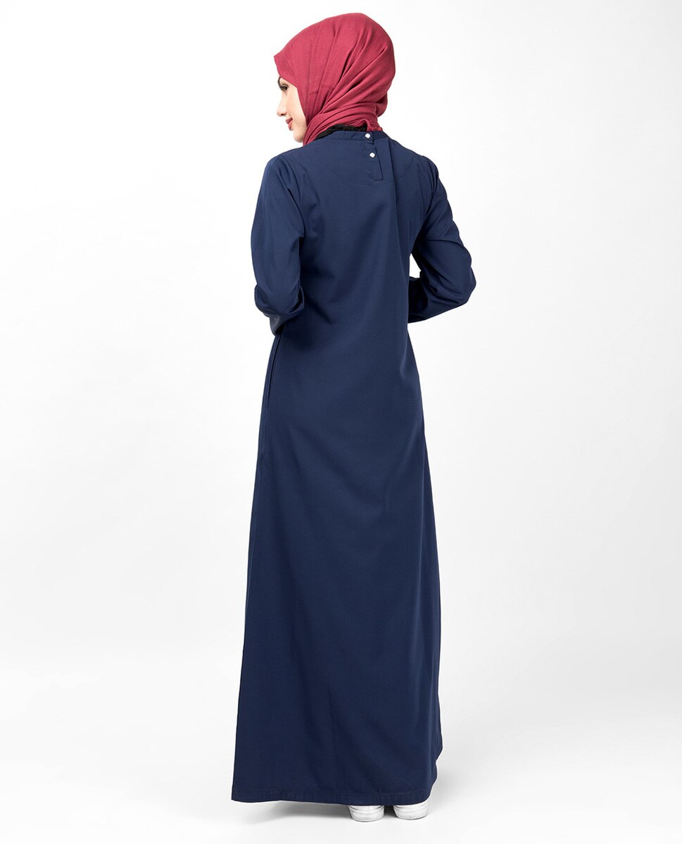 Navy & White Contrast Stripes Abaya Jilbab