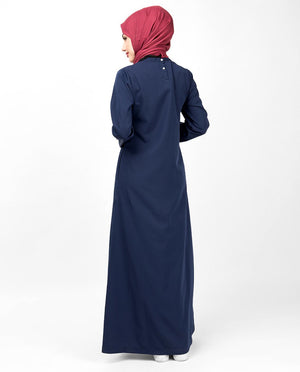 Navy & White Contrast Stripes Abaya Jilbab
