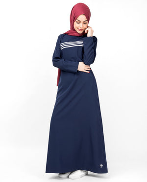 Navy & White Contrast Stripes Abaya Jilbab
