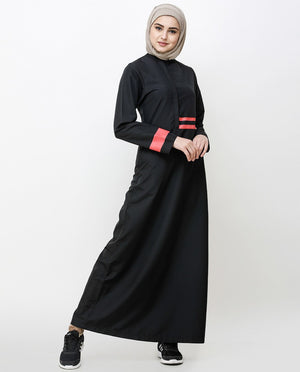 Off Center Black Placket Jilbab Abaya