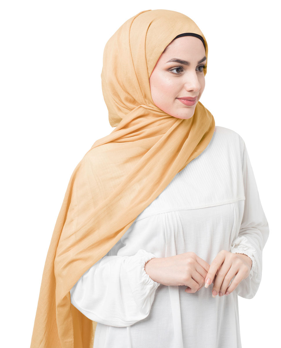 Sunset Gold Cotton Voile Scarf Hijab