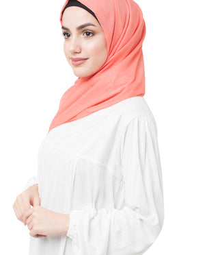 Coral Pink Pineneedle Cotton Voile Scarf Hijab