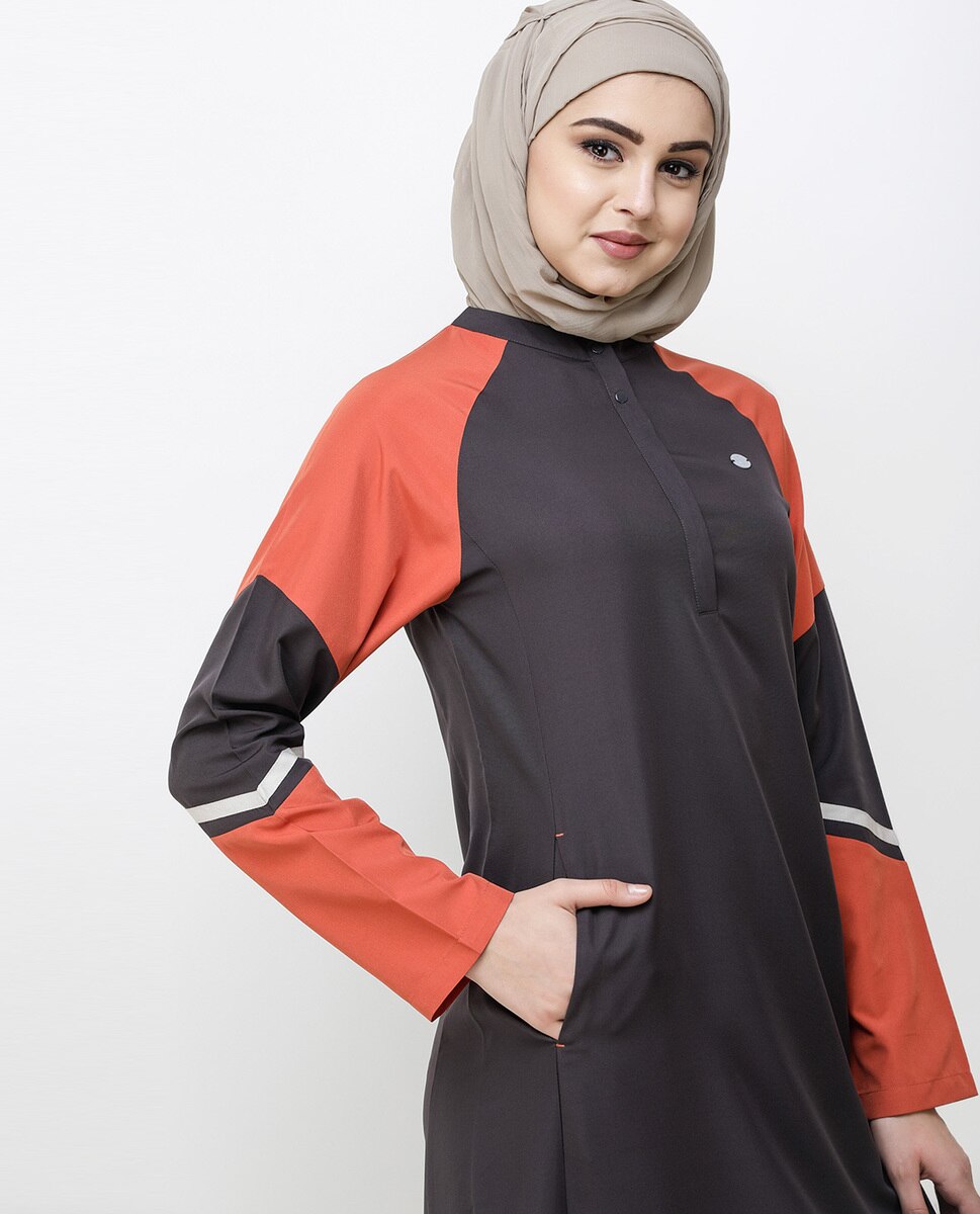 Shale Grey Angular Cut Jilbab Abaya
