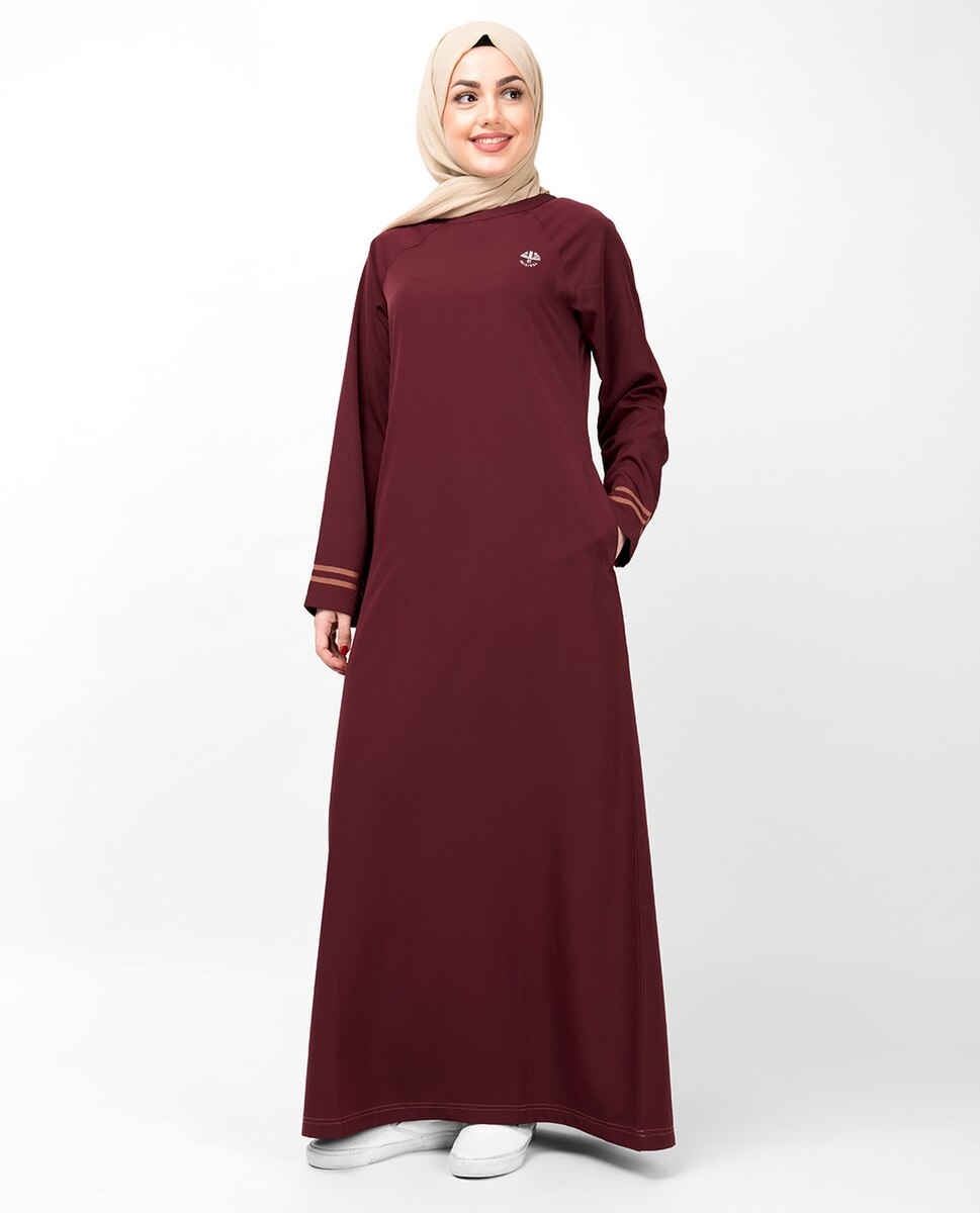 Simple Maroon Jilbab Abaya