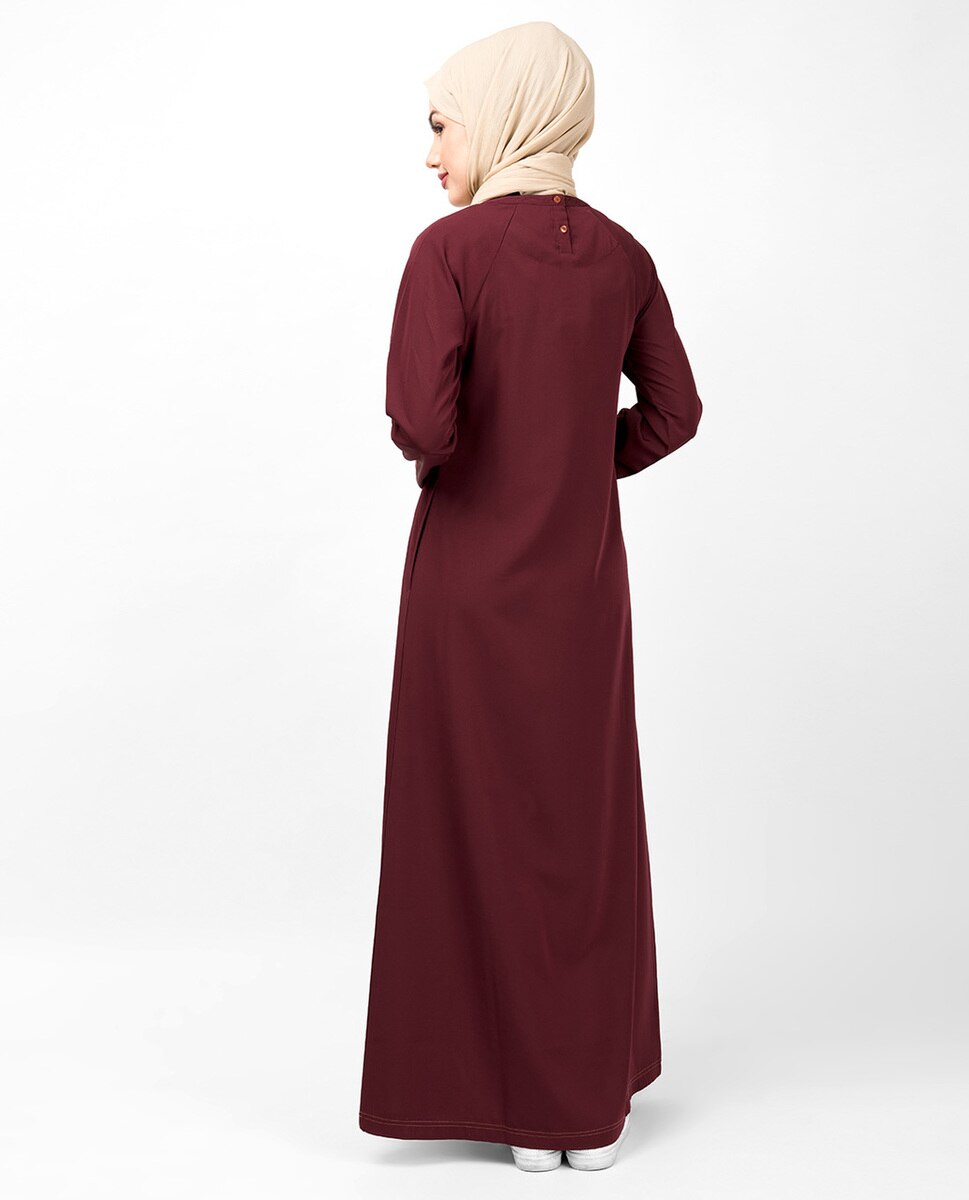 Simple Maroon Jilbab Abaya