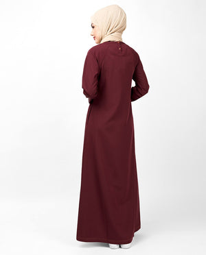 Simple Maroon Jilbab Abaya