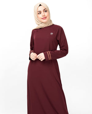 Simple Maroon Jilbab Abaya
