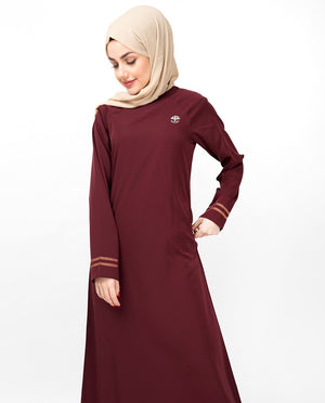 Simple Maroon Jilbab Abaya