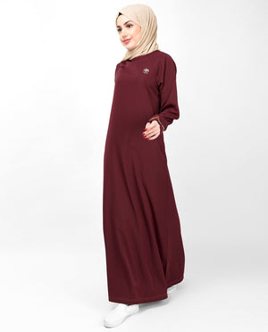Simple Maroon Jilbab Abaya