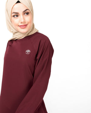 Simple Maroon Jilbab Abaya