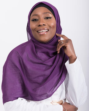 Plum Cotton Voile Scarf Hijab
