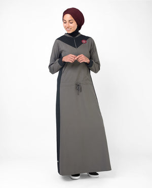 Active Athletic Grey and Black Casual Abaya Jilbab S 54 Grey
