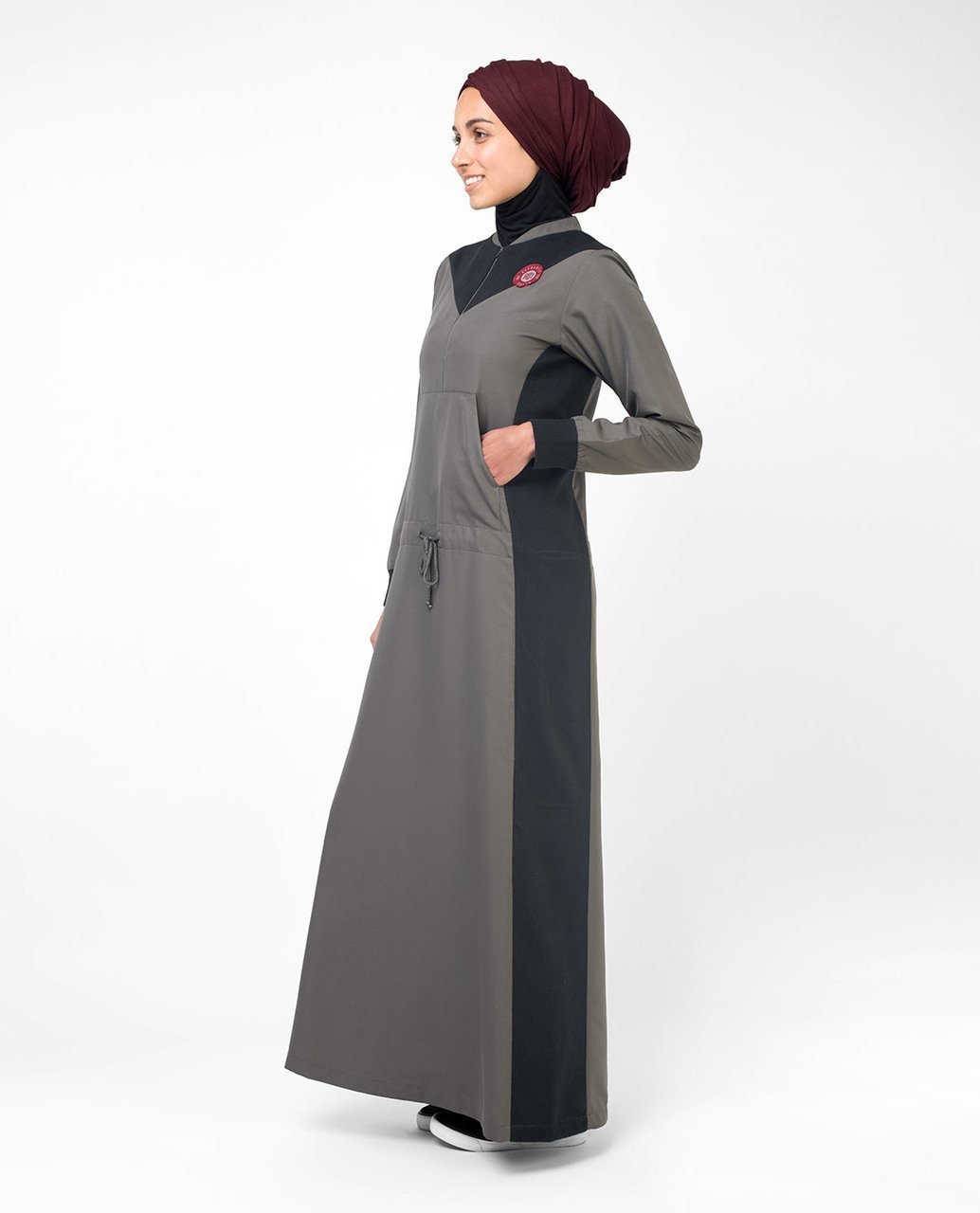 Active Athletic Grey and Black Casual Abaya Jilbab S 54 Grey